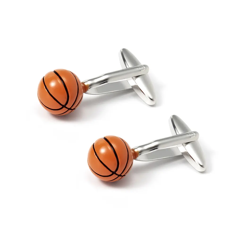 High Quality Mens Sports Yellow Basketball Cufflinks Copper Material CC0067-Y
