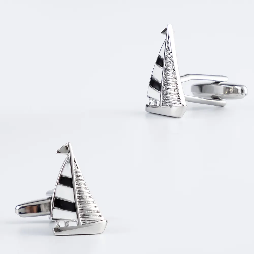 High Quality Brass Material Blue &Slue Enamel Boat Cufflinks For Men Shirt CC0284