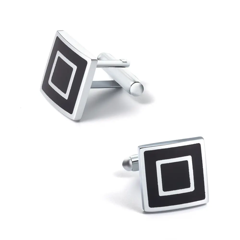 Wholesale Low Price Square Silver Enamel Metal Cufflinks Men Shirt Button Accessories CC-Q105