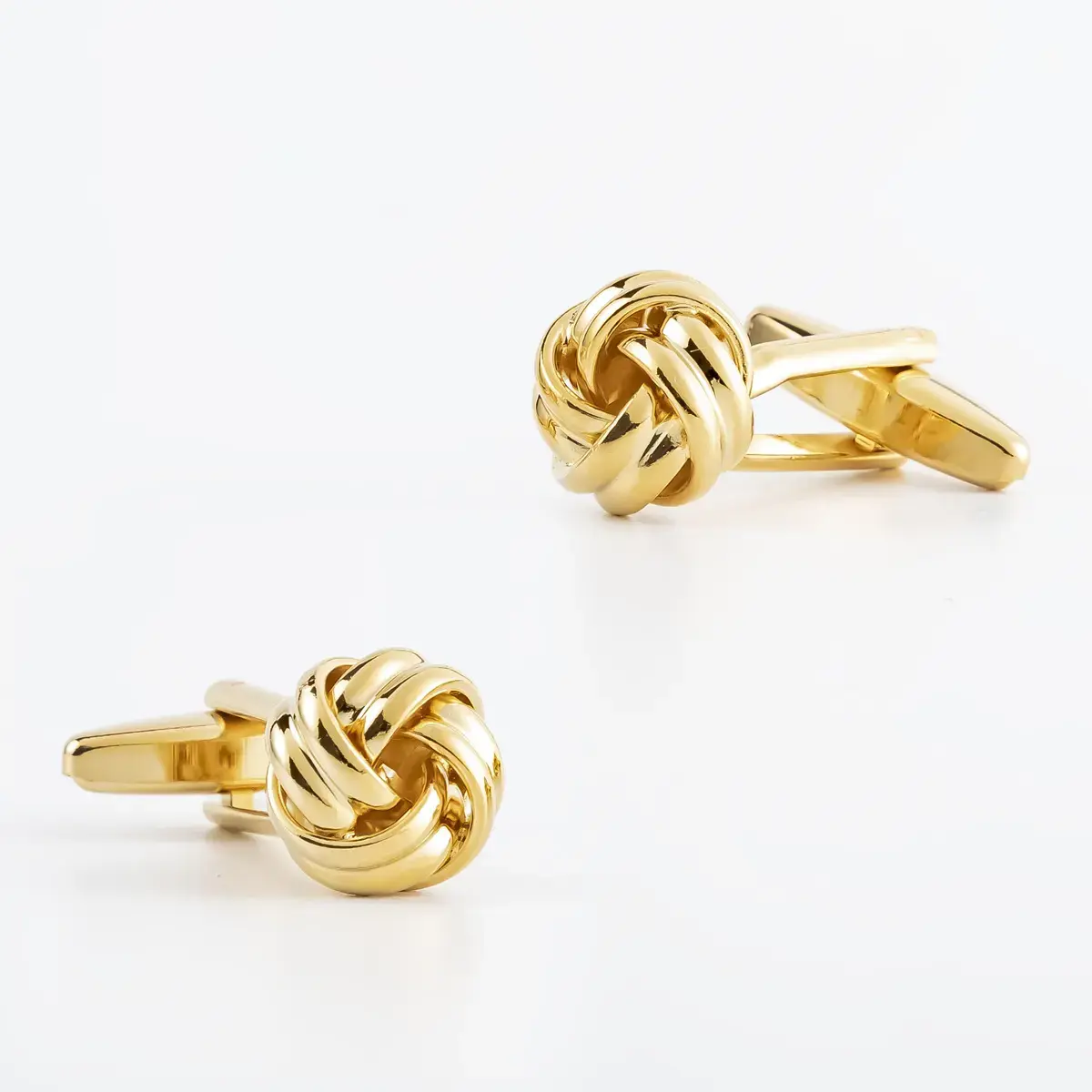 Classic Fashion Promotional Metal Brass Mens Knot Cufflinks Golden Color