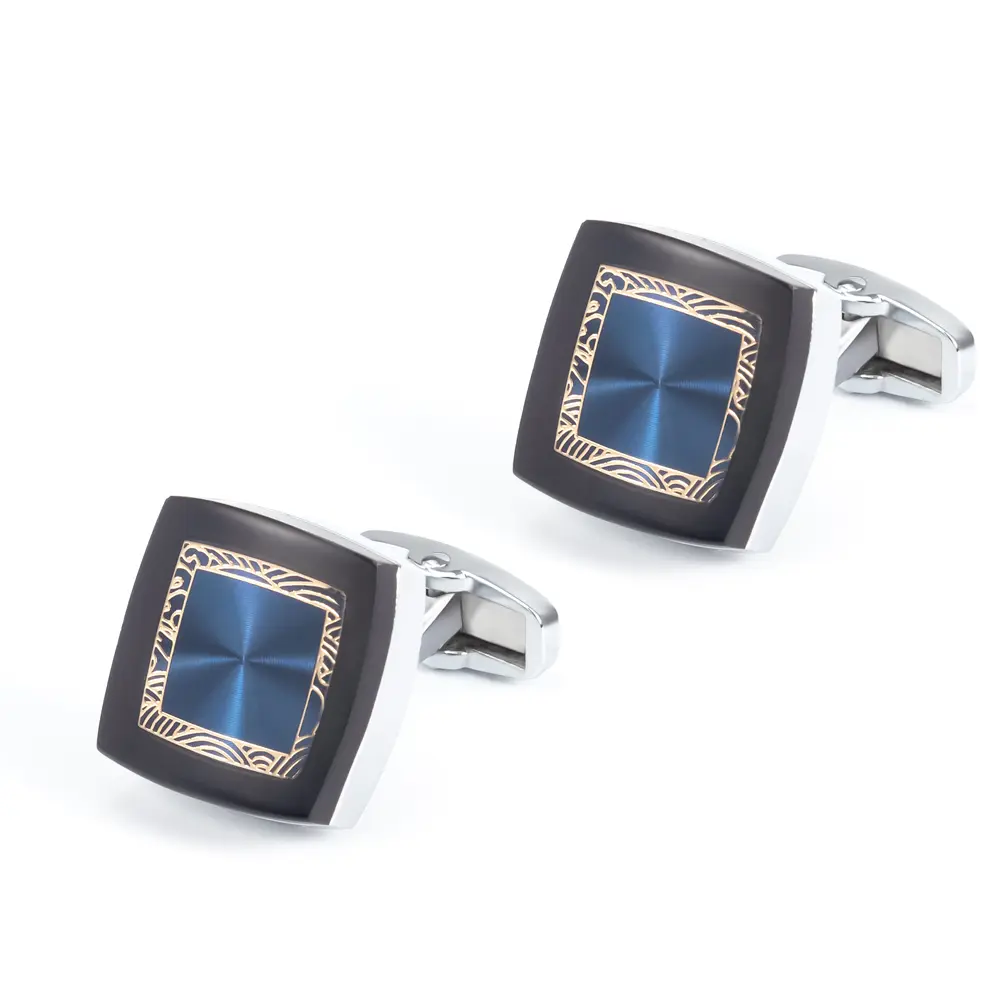 Luxury Square Cufflinks Pattern Men's Formal Suit Accessories Cuff Link for Groom