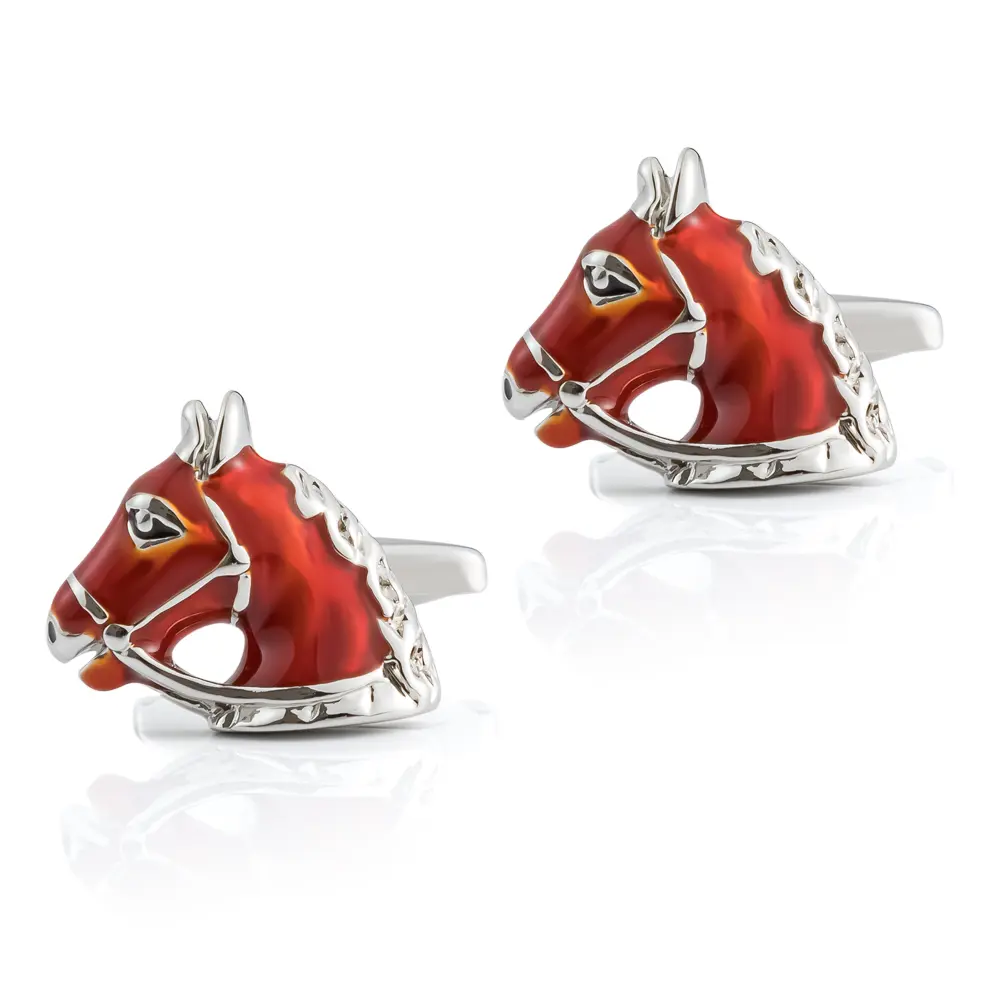 China Factory Wholesale Low MOQ Soft Enamel Cufflinks Personalised Horse Head CC0325