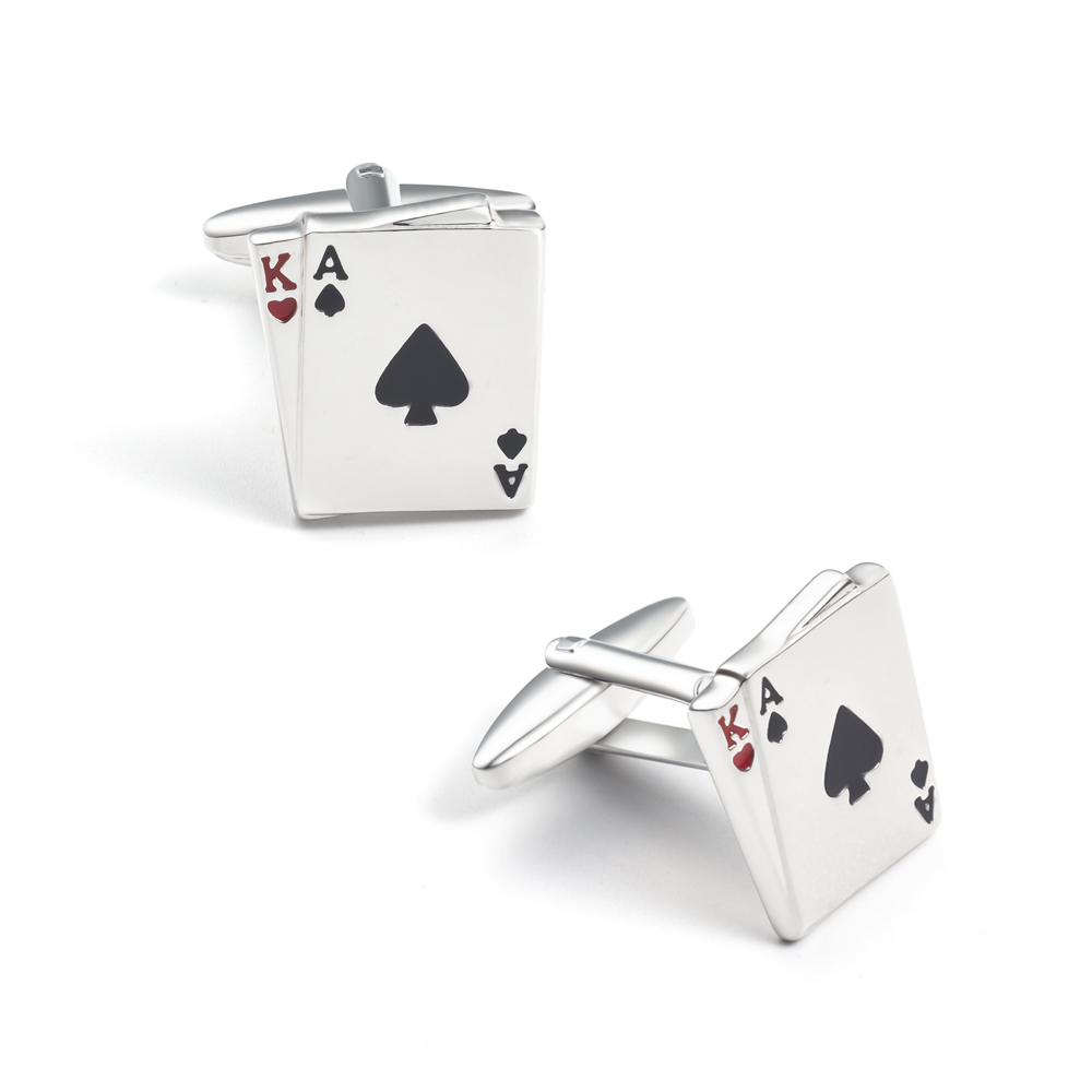 Wholesale New Style Playing Poker Card Cufflinks Custom Brass Engraved Shirt Cufflinks Men CC0207