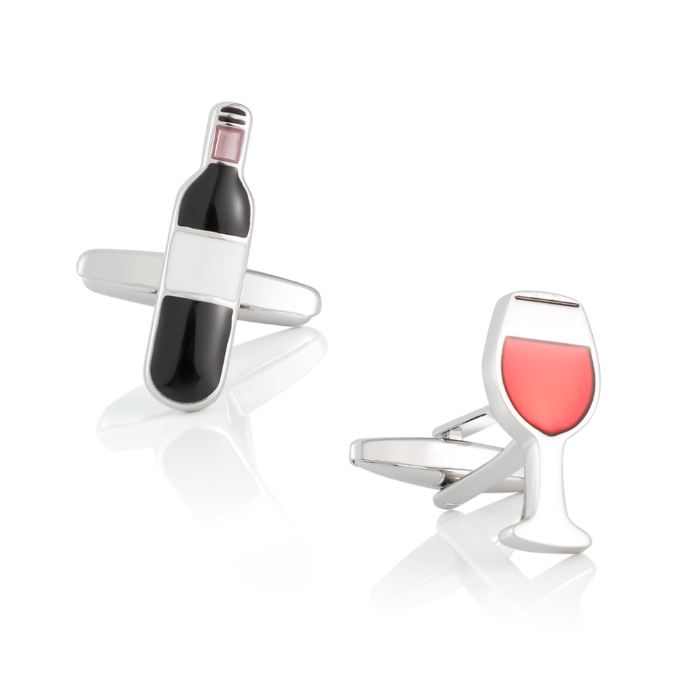 Popular Selling Red Wine Bottle Glass Shape Cufflinks French Style Shirt Buttons CC0329-AB