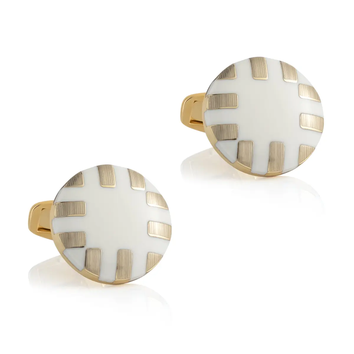Vintage White Stone with Gold Checkered New Stylish Men Cufflinks Wholesales