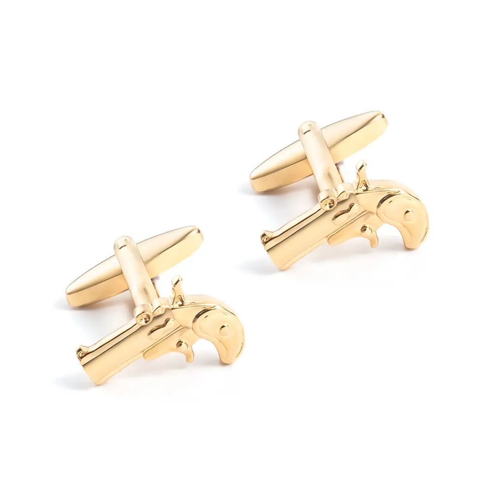 Wholesale Novelty Gold Plated Derringer Pistol Gun Shape Cufflinks Fashion Men Accessory CL0034-G