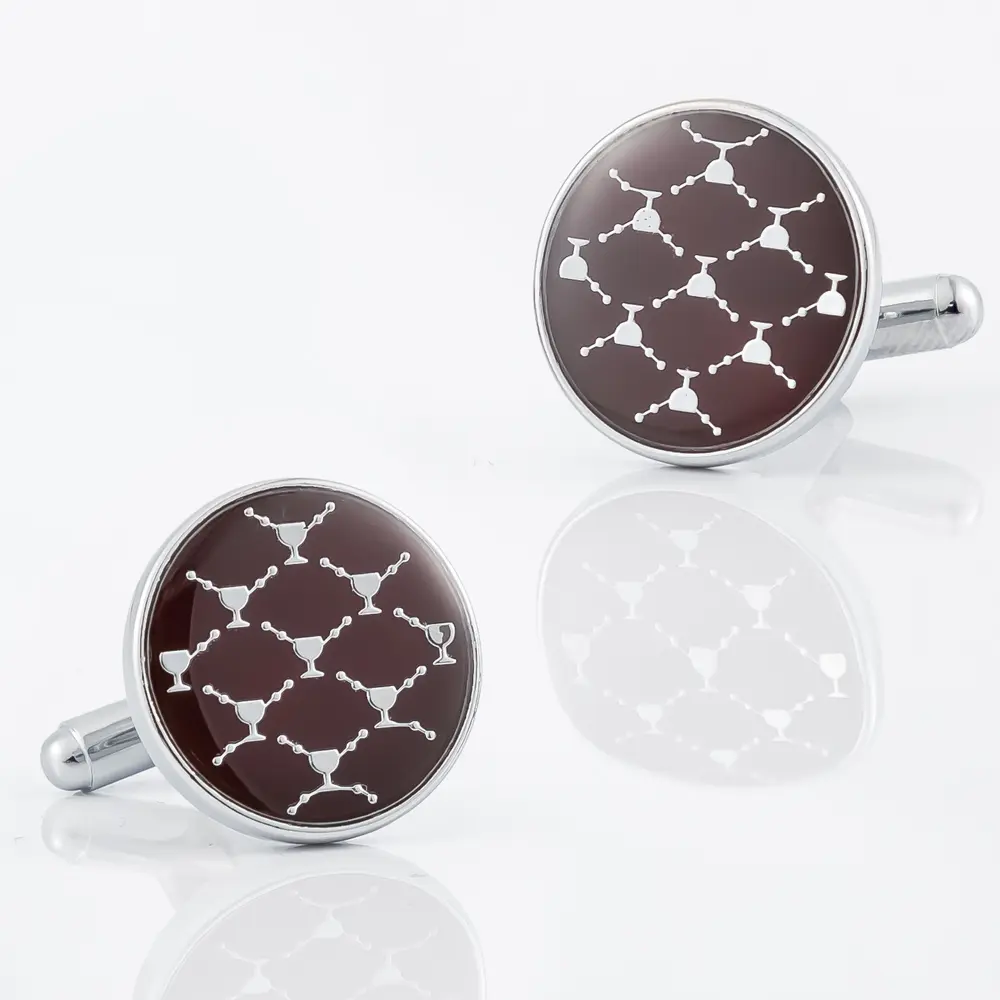 Low Price Fashion Round Brown Accessories Copper Cufflinks Wholesale CA9007