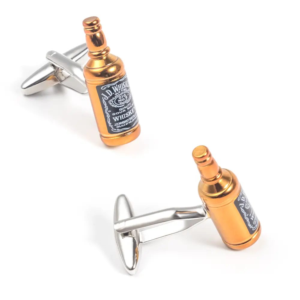 Enamelled Men's Whiskey Bottle Design Custom Cufflinks OEM Metal Cuff Links High Quality CC0273