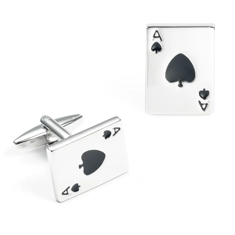Factory Sales Copper Material Men Jewelry A Playing Card Cufflinks CC0004