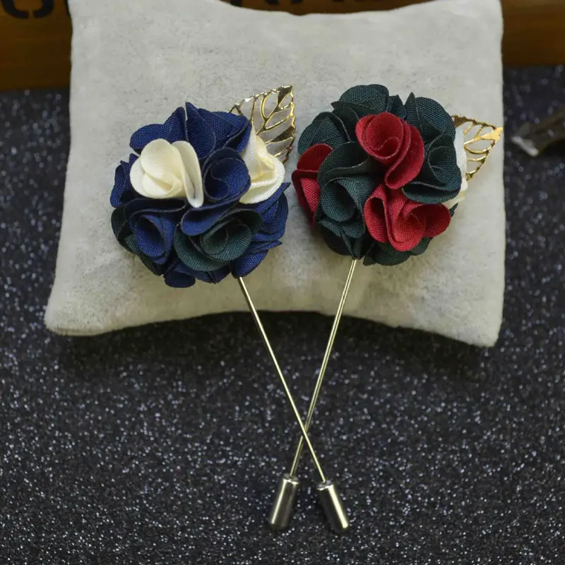 Fashion Handmade Multi Color Fabric Flower Leaf Brooch Lapel Pin for Men BC-1081