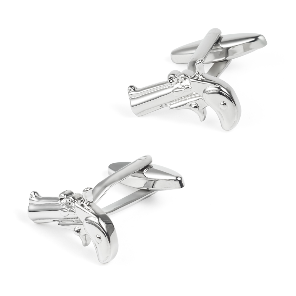 Wholesale Novelty Silver Derringer Pistol Gun Shape Cufflinks Men's Suit Shirt Fashion Accessory CL0034-S