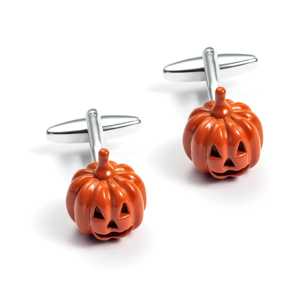 Factory Yellow Color Halloween Pumpkin Design Cufflinks for Men Shirts CC0192