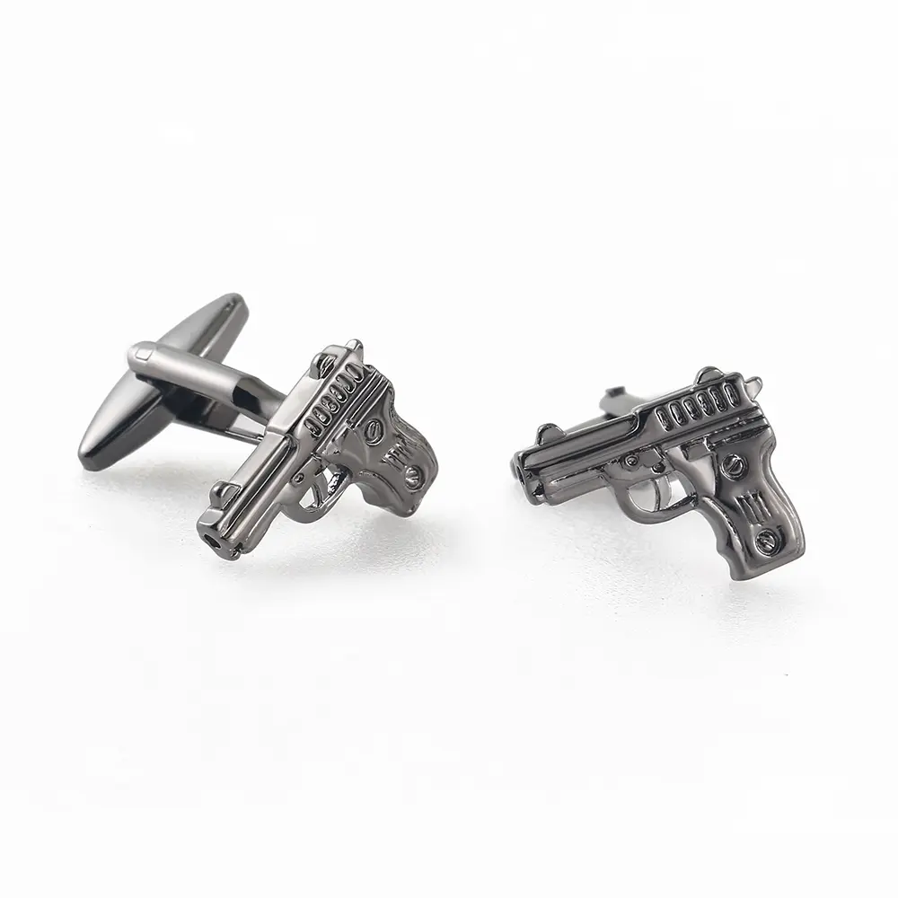 Funny High Quality Silver Novelty Gunmetal Pistol Design Cufflinks for Men Shirt CL0039-Gunmetal
