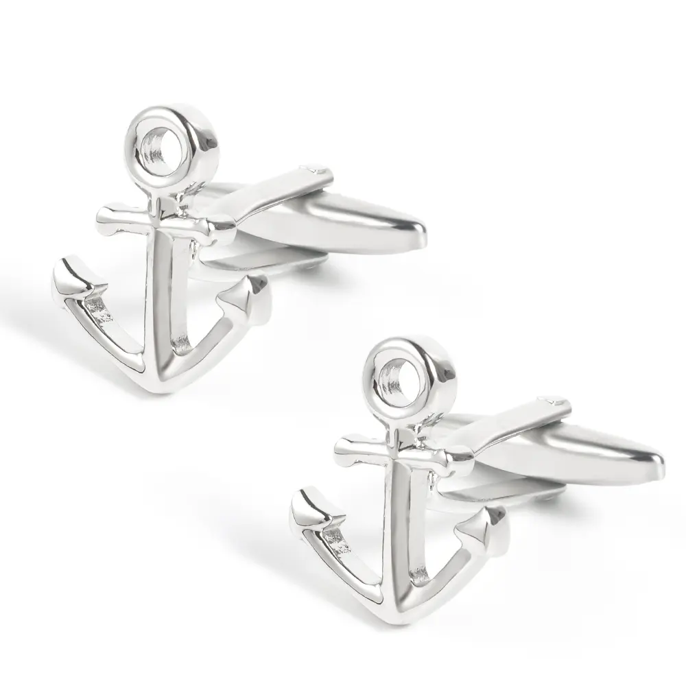 Hot Selling Superior Metal Craft Boat Anchor Design Silver Plated Copper Cufflinks CL0006
