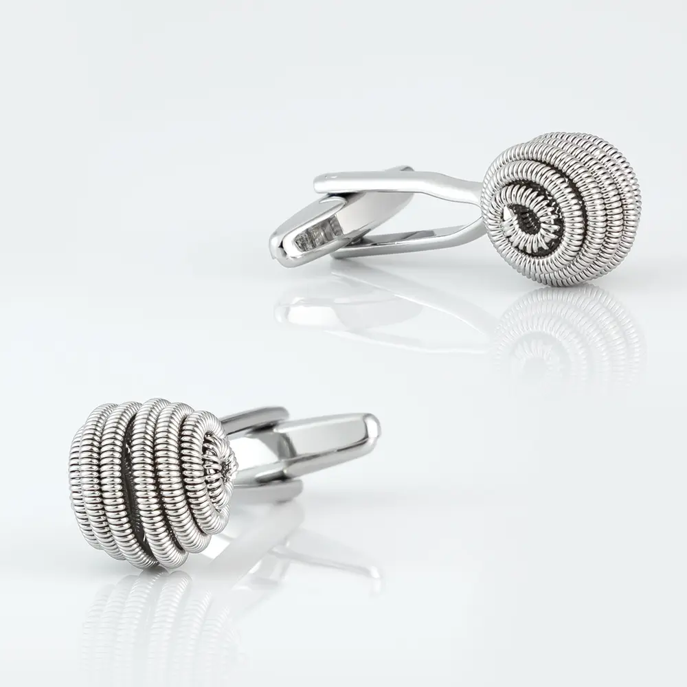 Personalized Round Silver Plated Knot Ball Shape Metal Cufflinks Factory Wholesale