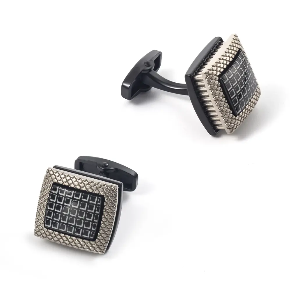 Cheapest African Hot Selling Black Fashionable Cube Square Cufflinks