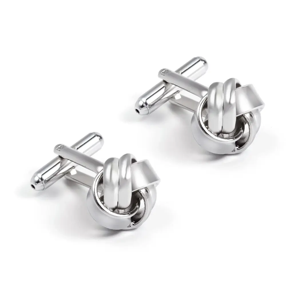 Silk Knot Silver Color Men Cufflinks Wholesale Twist Elegance Cufflinks
