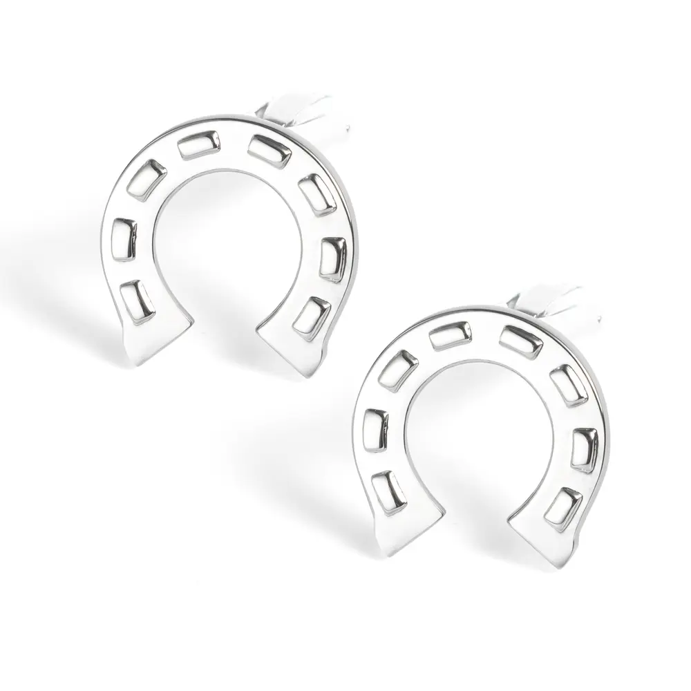 Factory Sales Brass Material Silver Color Plated Round Horseshoe U Shape Cufflinks CL0014