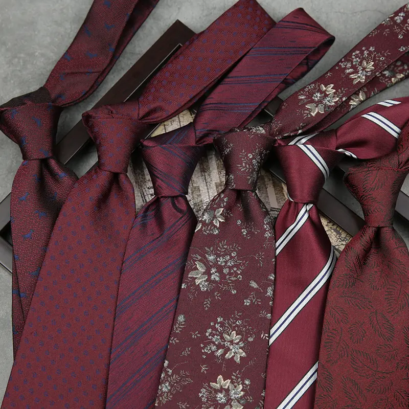 Custom Wholesale Fashion Business Wedding Necktie Red Striped Tie for Men's Wedding Formal Wear PT817-29