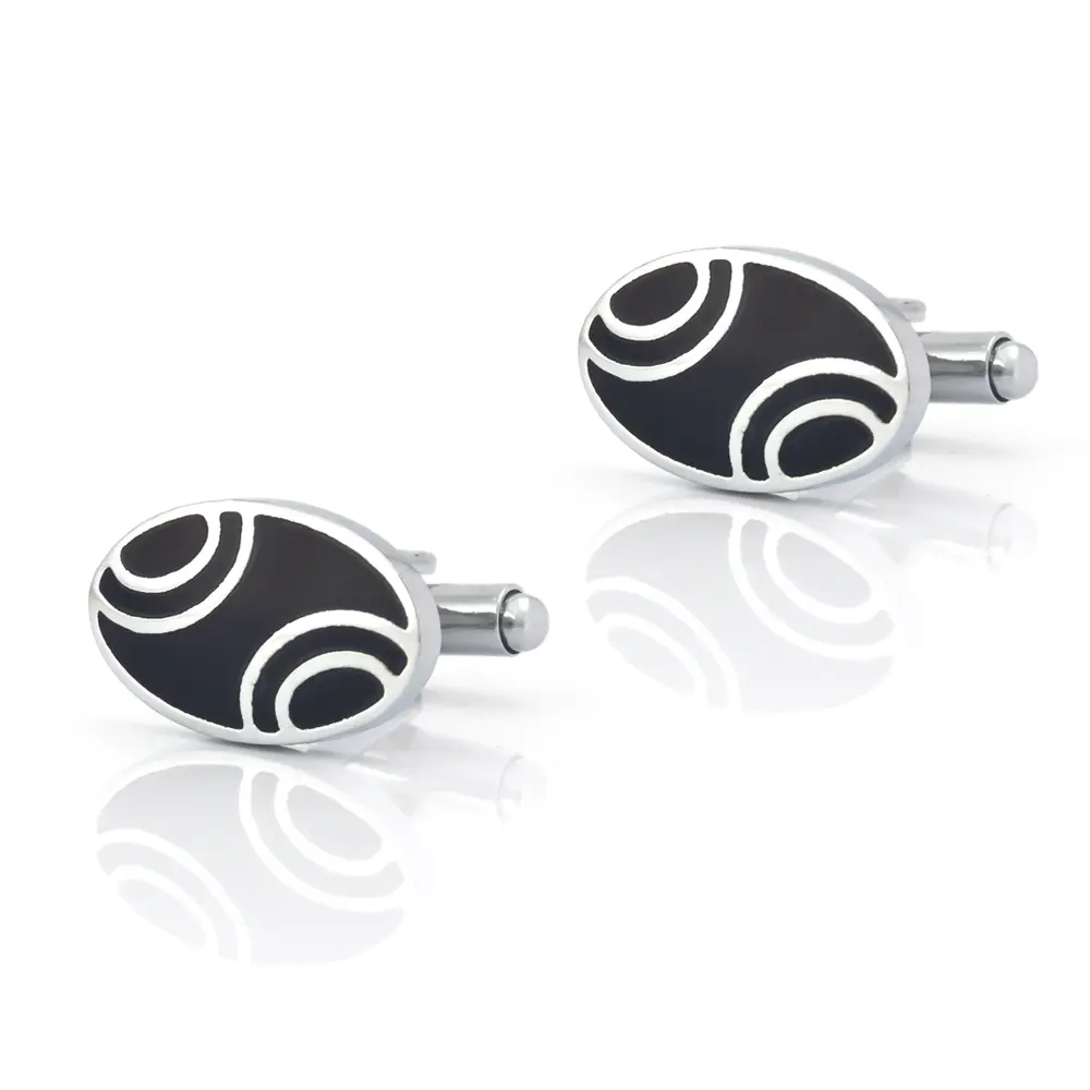 Wholesale Cuff Links Brass Enamel Simple Design Oval Cufflink Set Cheapest CC-Q173