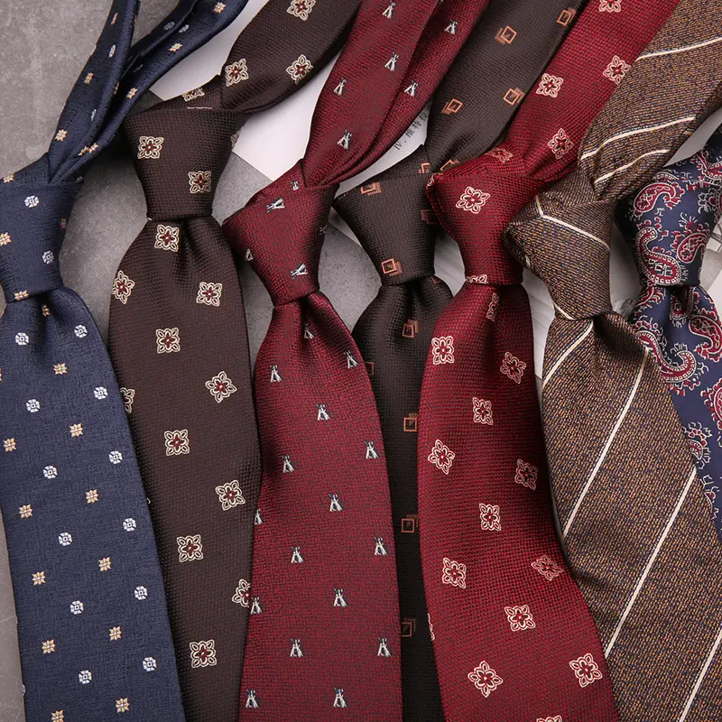 China Factory Wholesale Men's Burgundy Striped 8cm Tie for Weddings Business Suits PT881-108