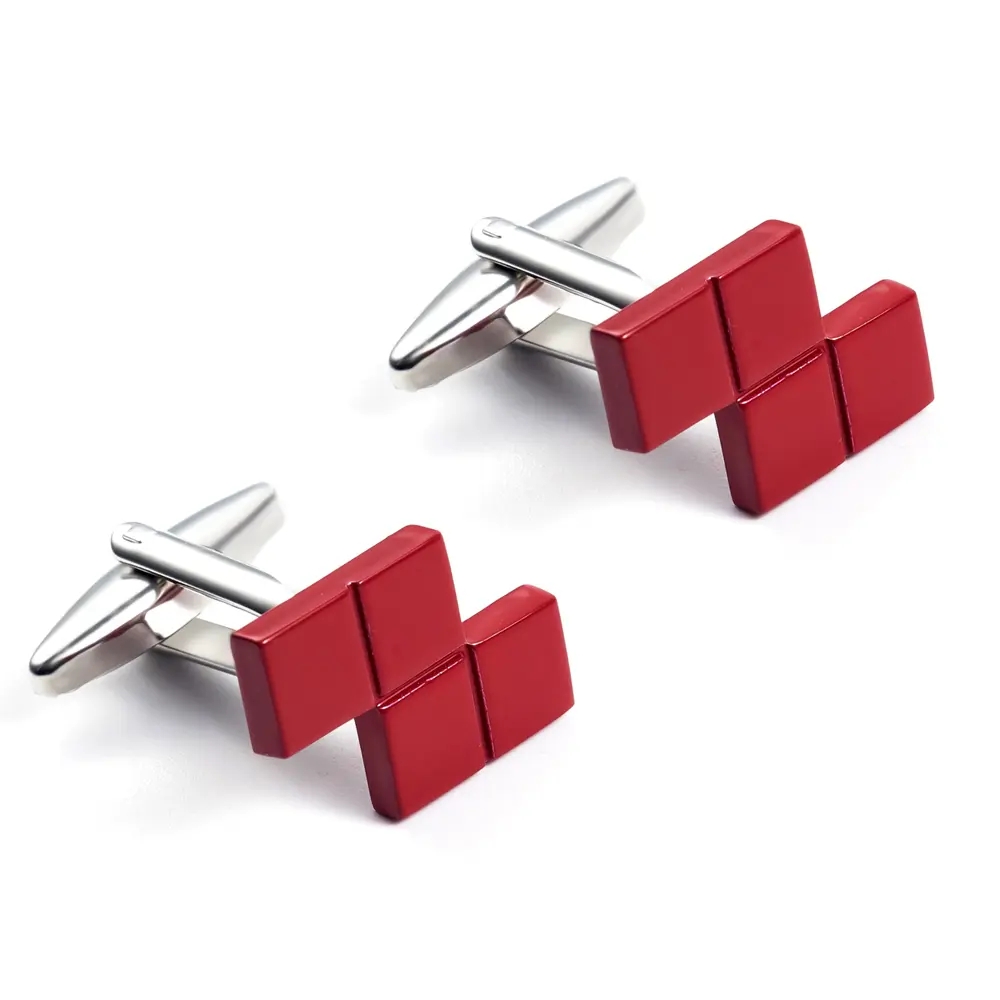 Novelty Funny Personalised Design Copper Material Game Square Tetris Cufflink for Men CC0015
