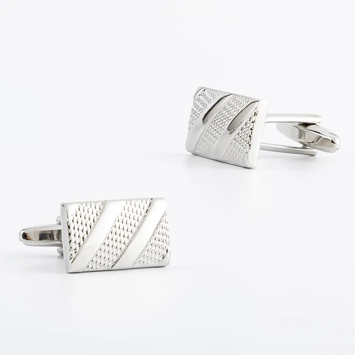 Professional Manufacturer Silver Plated Luxury Tasteful Ribbed Cufflinks CL0003