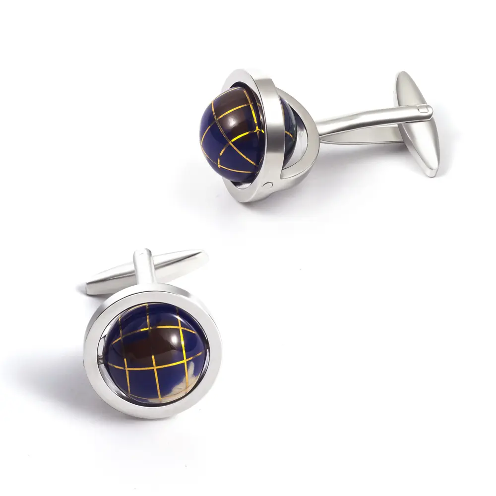 Novelty Functional Rotatable Globe Design Quality Brass Material Cuff Links Wholesale & Retail