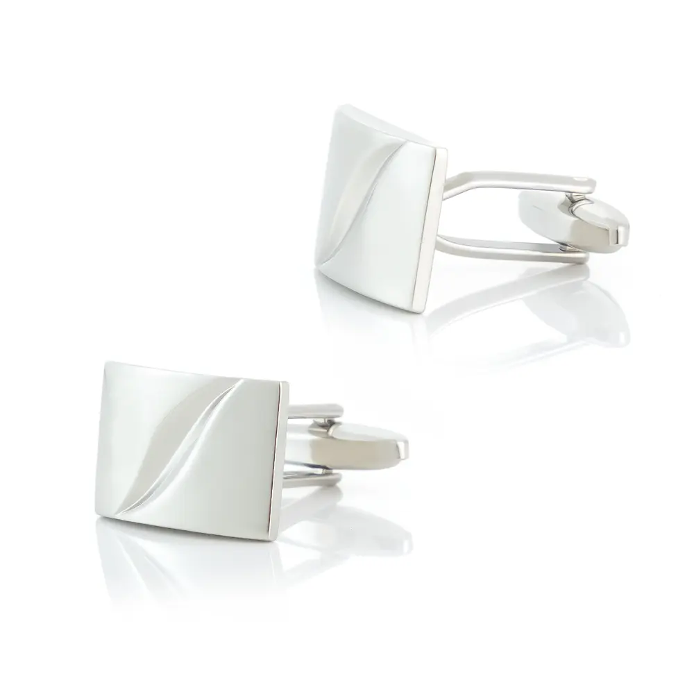 Wholesale Fashion China Custom Engraved Men Silver Color Square Copper Cufflinks CL0085