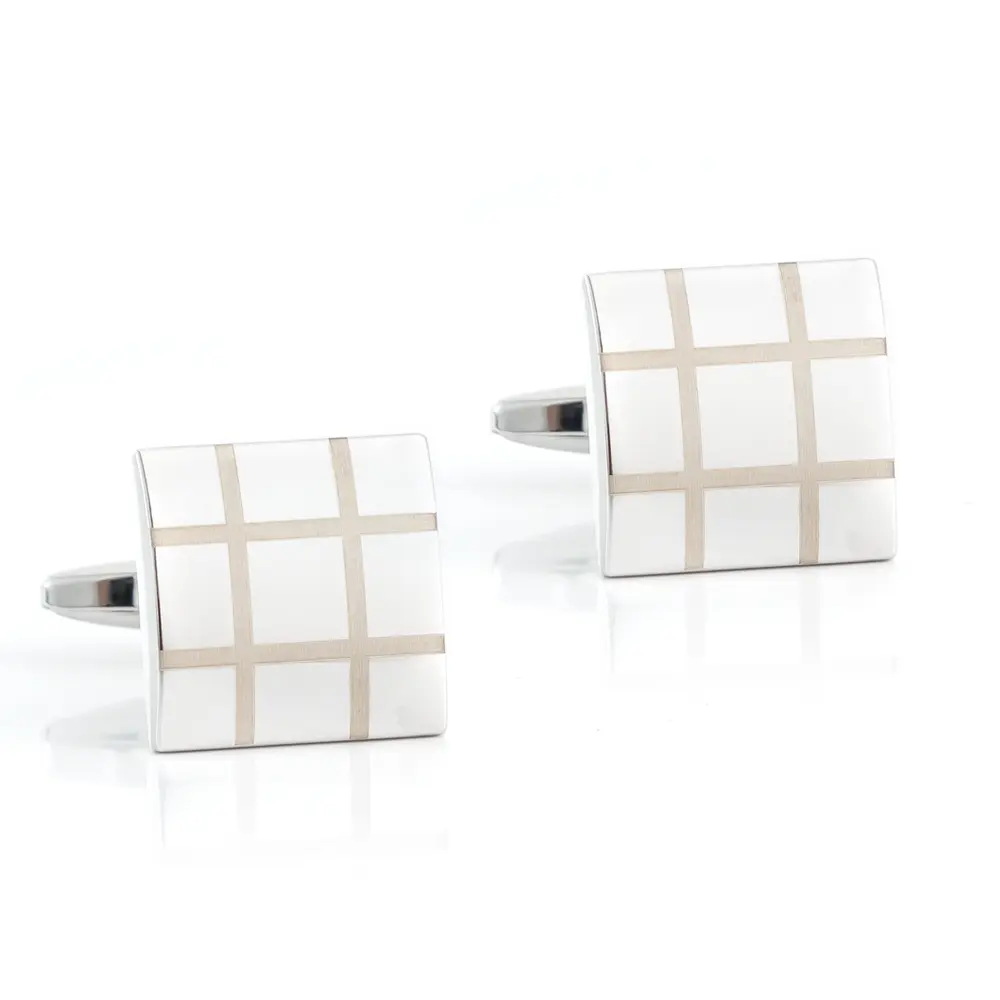 Laser Engraved Logo Stripes Silver Custom Cuffl...