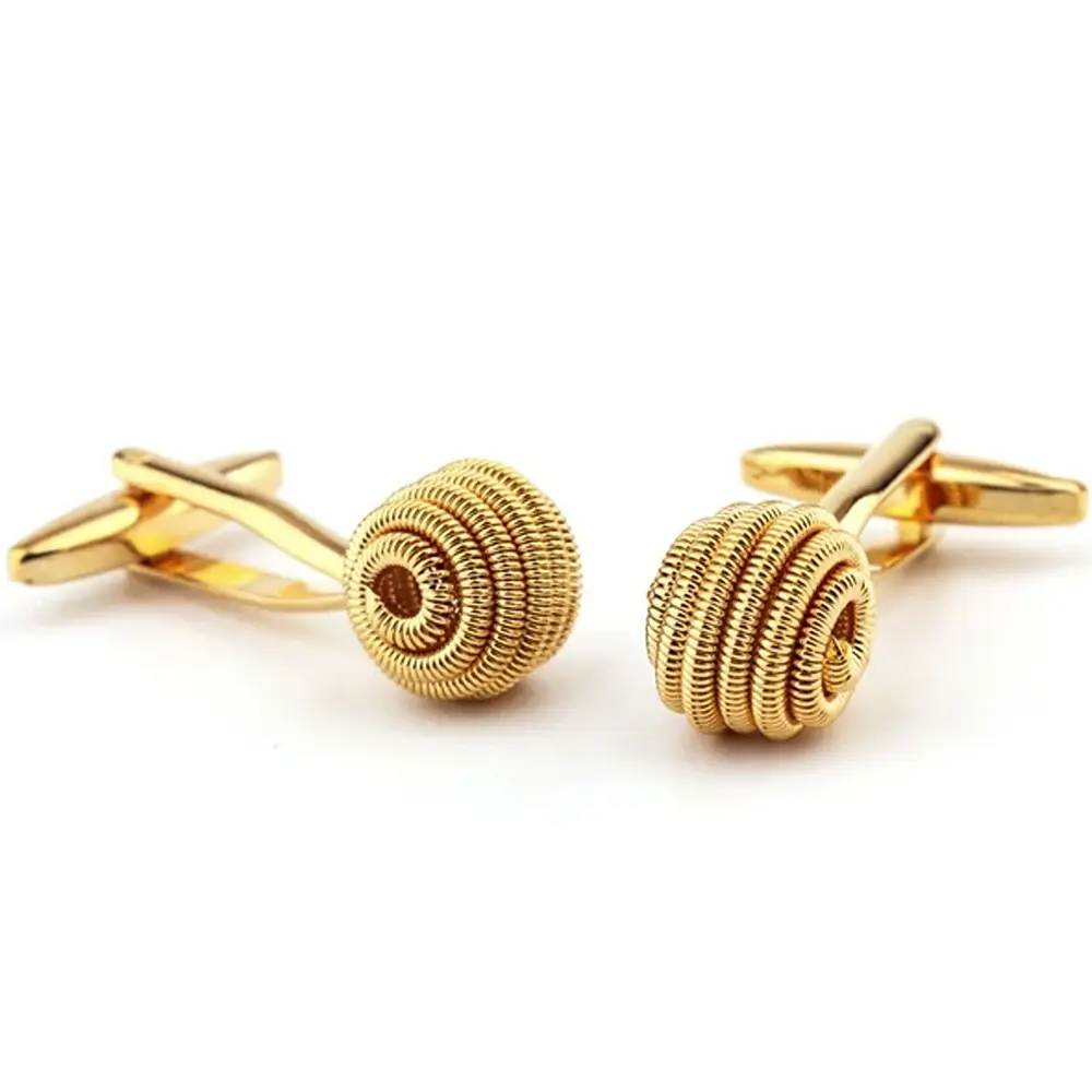 Personalized Round Gold Plated Mens Shirt Metal Copper Fried Dough Twists Cufflinks