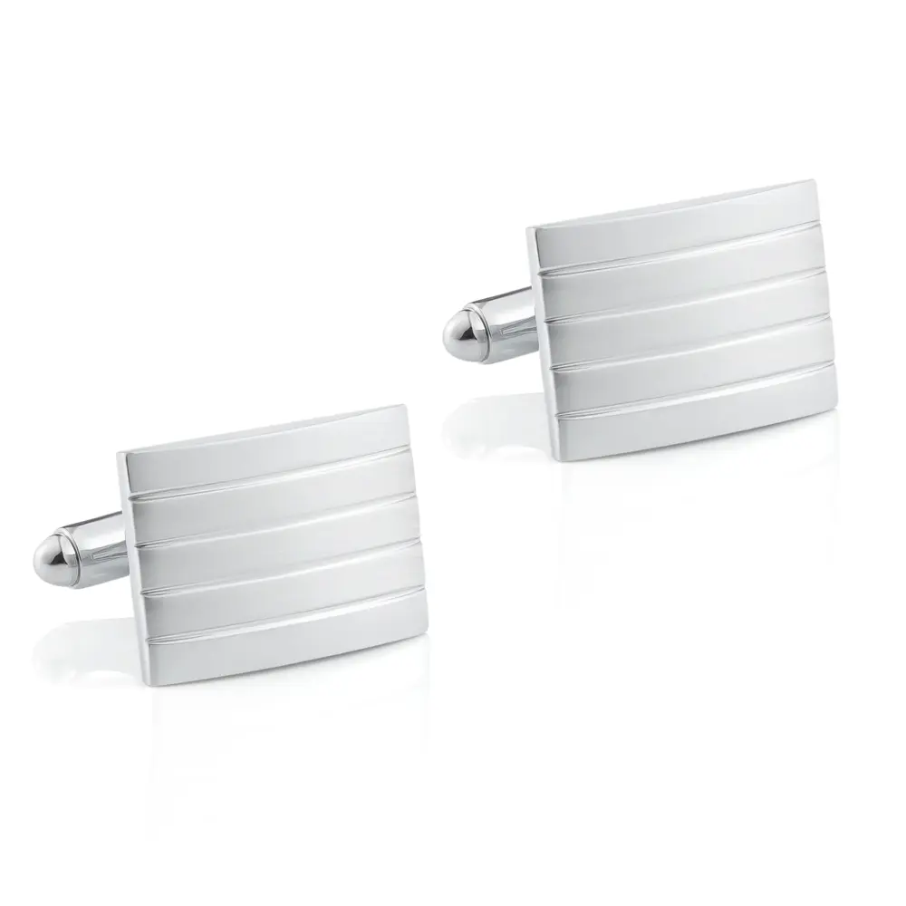 Hot selling Factory Price Men Fashion Suit Shirt Accessories Silver Classic Groove Cufflinks CL-C042