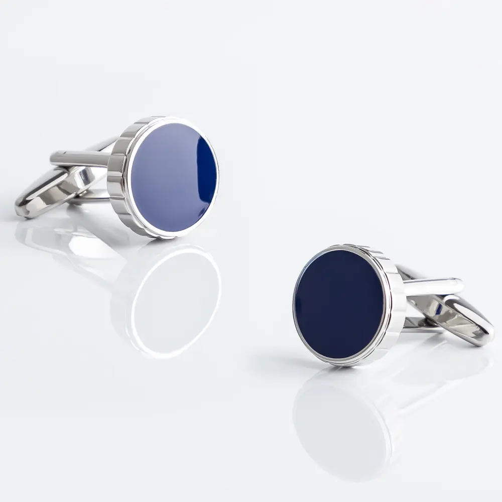 Factory Wholesale JINJIE  Blue Enamel Round Men's Cufflinks Suit Accessories CC8616