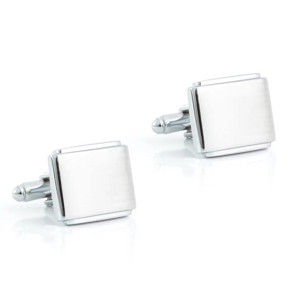 Low Price Simple Business French Square Metal Copper Silver Cufflinks For Mens Suit Accessories CL-C371