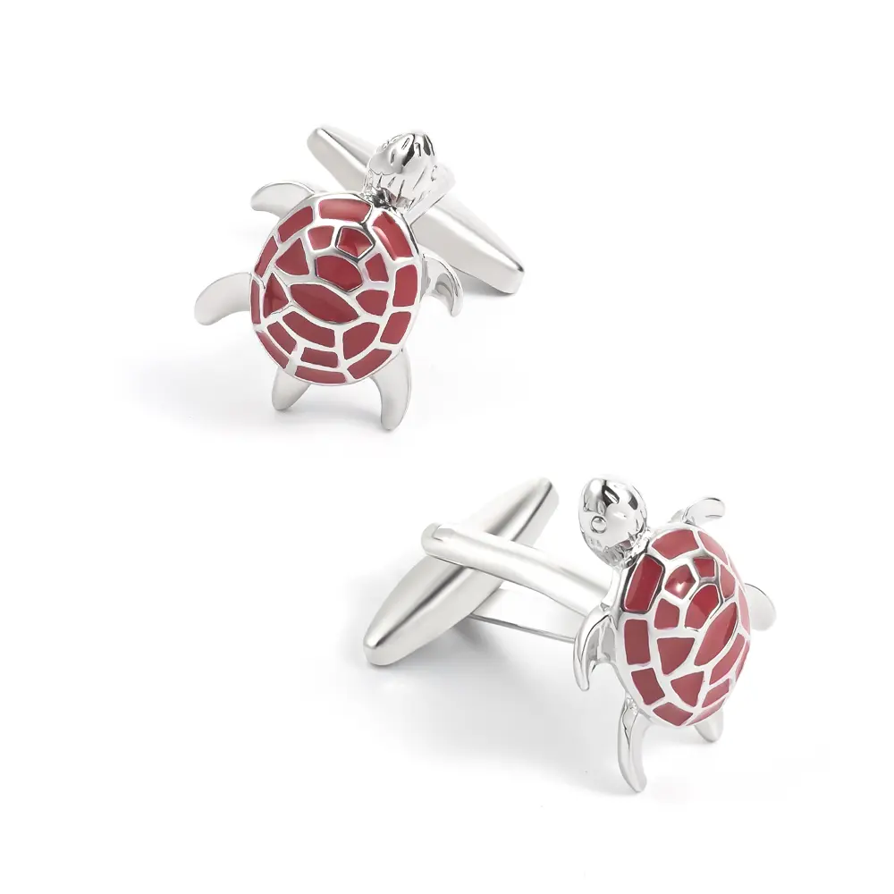 Wholesale Quality Shirt Cufflinks Customize Enamel Novelty Tortoise Red Cufflinks CC0028