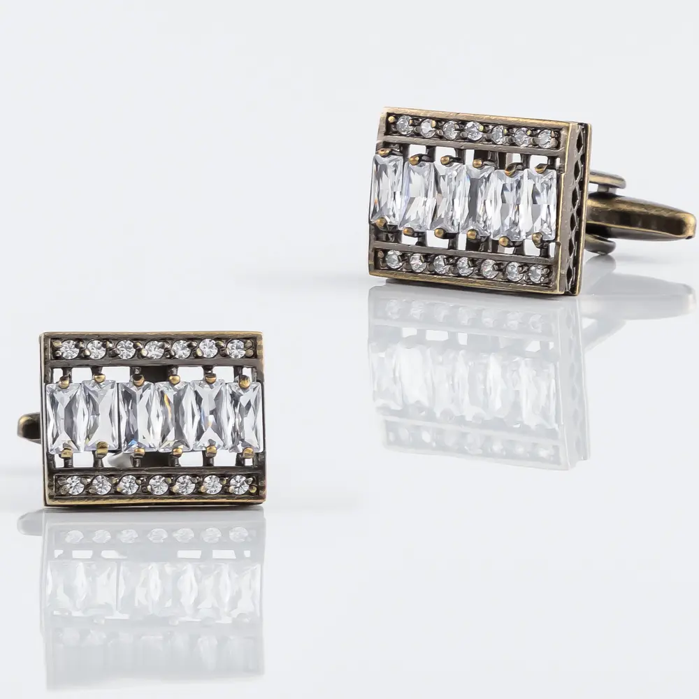 Men Business Luxury Bronze Square Hollow White ...