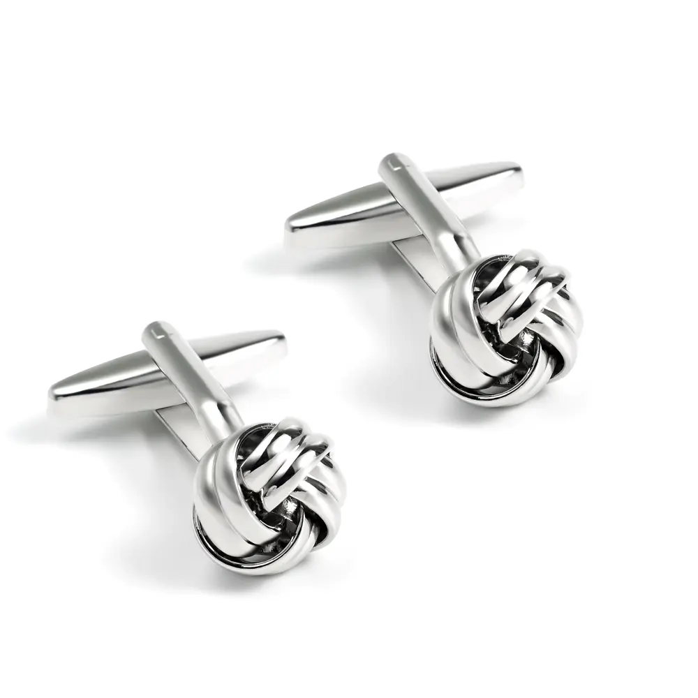 Classic Fashion Promotional Metal Brass Silver Knot Cuff links for Men Shirts