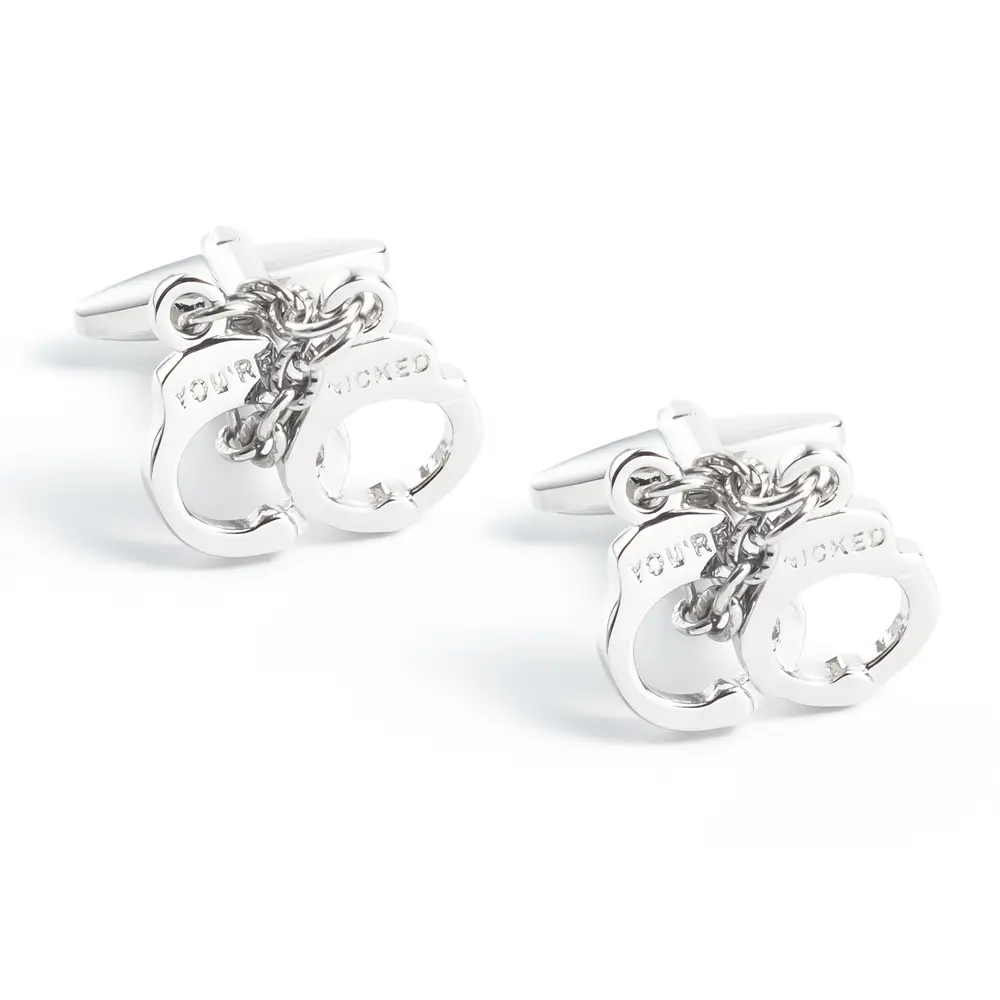 Wholesale Novelty Design Unique Good Quality Men Silver Plated Handcuffs Copper Cufflinks For Men Shirt CL0271