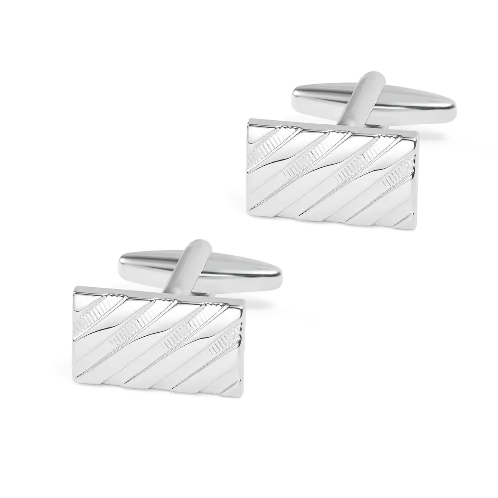 Popular Classic Copper Material Fashion Custom Engraved Silver Metal Cufflinks For Men CL0021