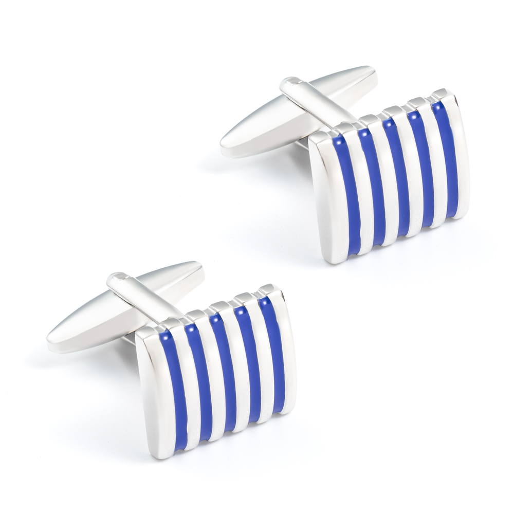Wholesale Blue Strip Enamel Cufflinks Custom Men's Suit Shirt Fashion Accessory CC0314