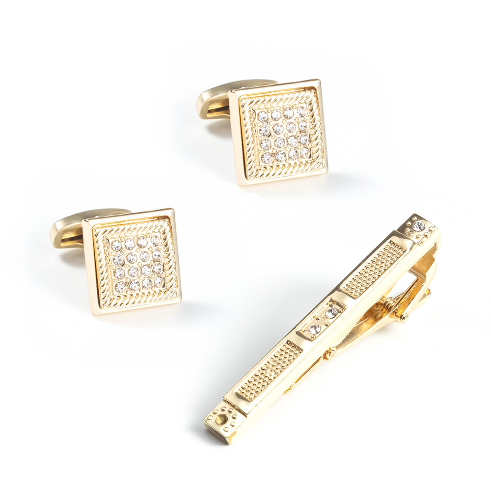 Hot Sale Luxury Gold Alloy Diamonds Tie Clip an...