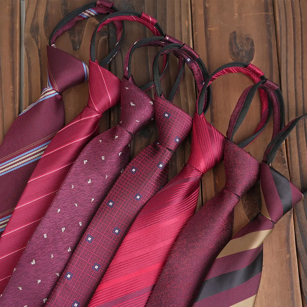Low Price Men's Red Jacquard Polyester Tie with...
