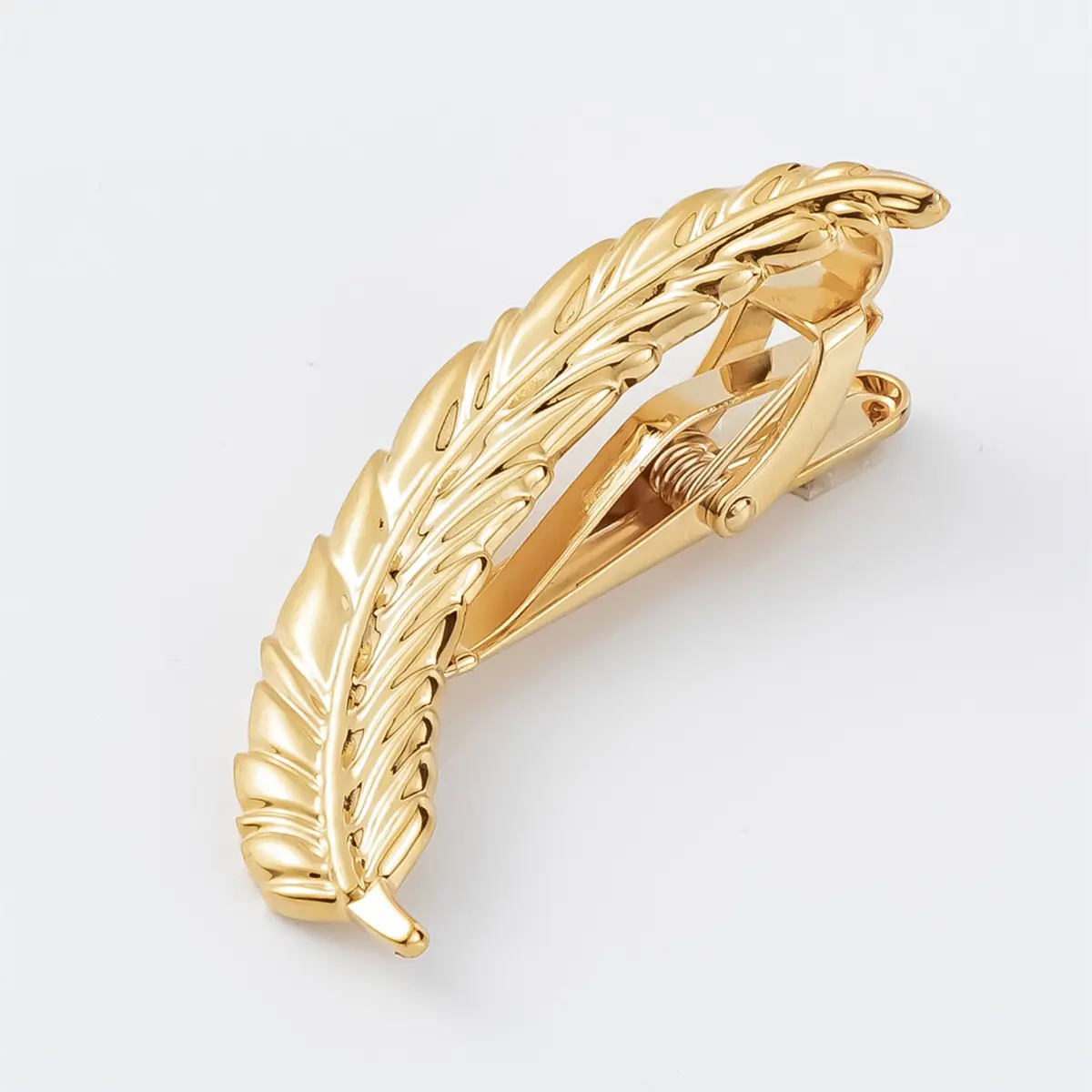 Wholesale Personalized 18K Gold Plated Metal Fancy Feather Skinny Tie Bar For Men Gifts TL1005