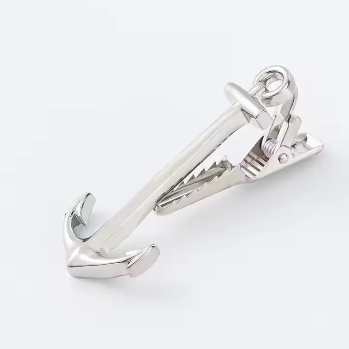Wholesale Factory Made Novelty Mens Tie bar Copper Silver Anchor Tie Clips For Necktie TL1010-S