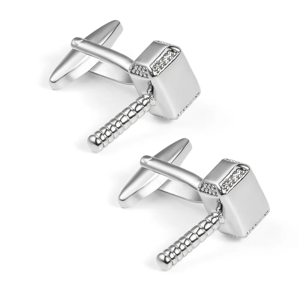 Fashion Factory Price Copper Material Silver Plated Thor's Hammer Cufflinks CL0030-S