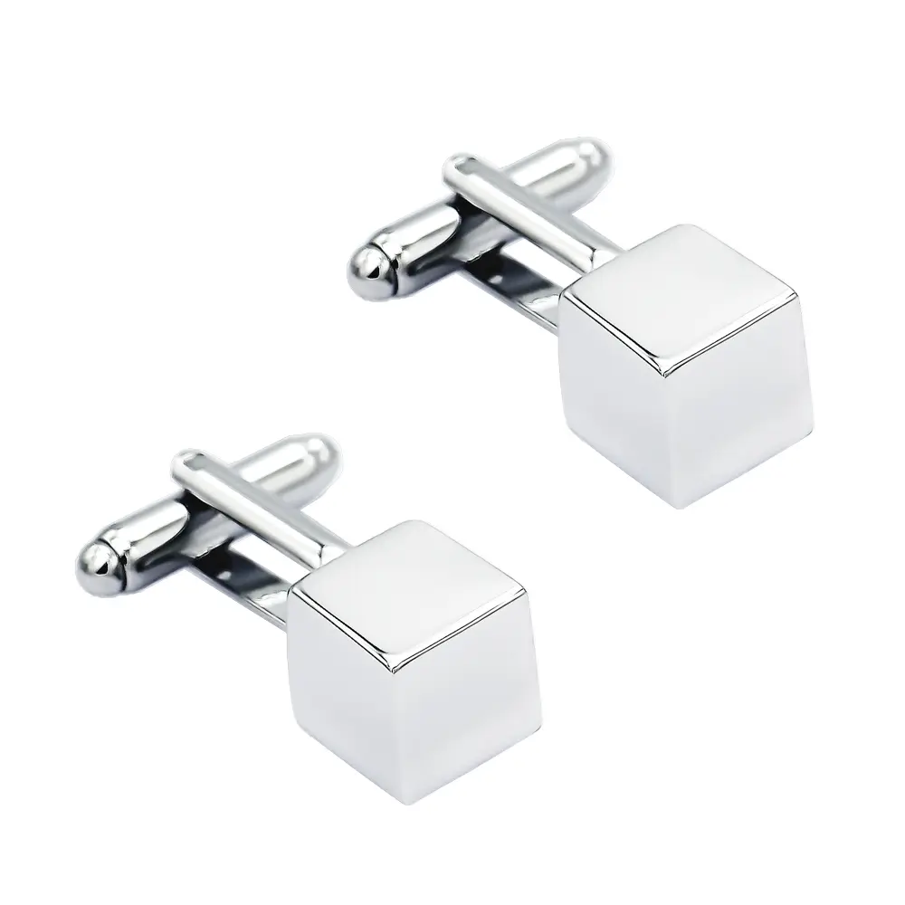 Factory Stock Metal Silver Cube Cufflinks French Cuff link Mens Shirt Jewelry Gift CL-C152