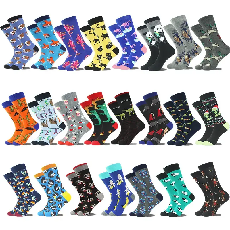 Fashion Breathable Funny Happy Cotton Crew Sock...