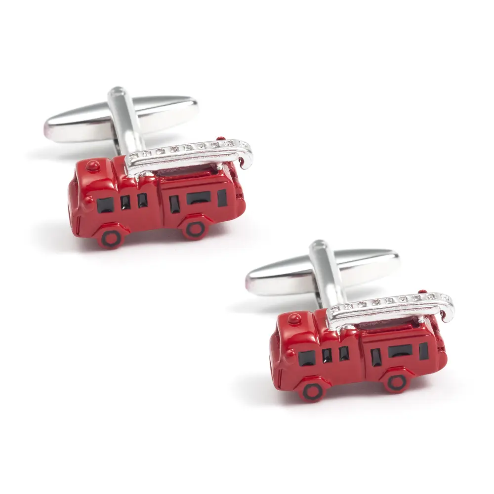 Wholesale Men's Business Red Fire Engine Truck Novelty Cufflinks Low Price CC0282