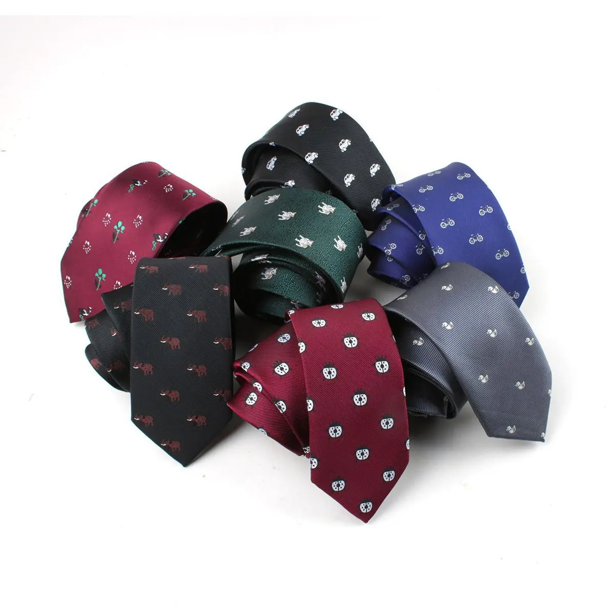 High Quality Custom Colorful Necktie Business Polyester Ties for Men Small MOQ Animal Woven Tie PT6002