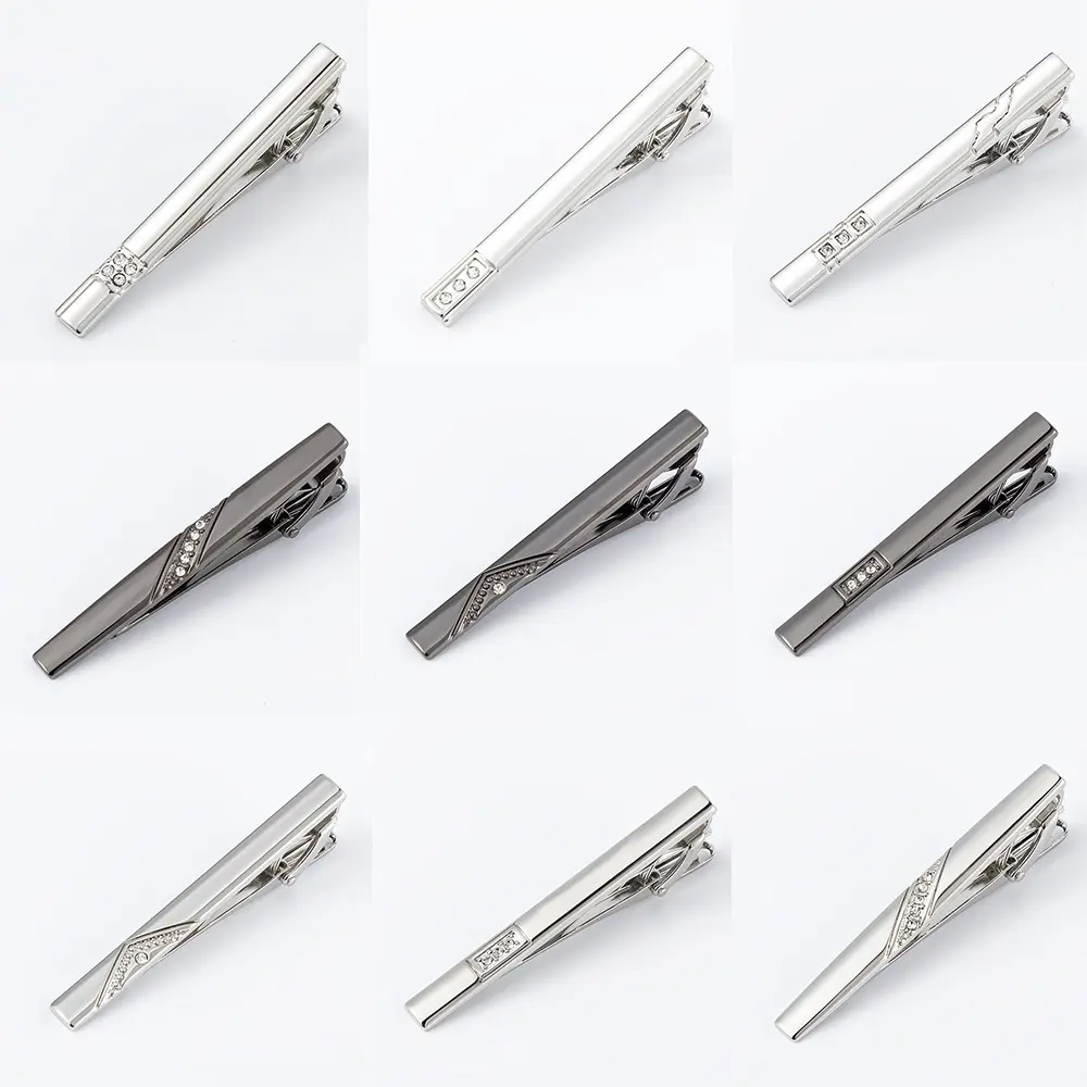 High Quality New Stylish Crystal Alloy Tie Clip Men's Tie Bar Wholesale Supply TS50311-TS50316